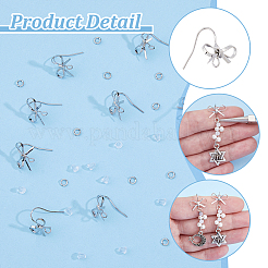 Bowknot Shape Brass Earring Hooks&nbsp;KK-HS0001-78P
