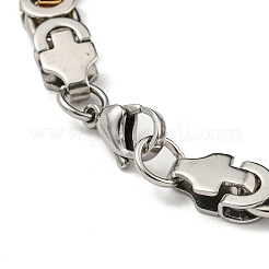 Ion Plating(IP) Two Tone 201 Stainless Steel Byzantine Chain Bracelet&nbsp;BJEW-B078-47B