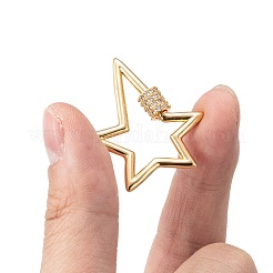 Brass Micro Pave Clear Cubic Zirconia Screw Carabiner Lock Charms&nbsp;X-ZIRC-L085-06G