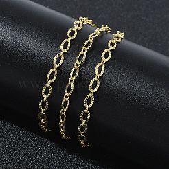 3MM Brass Textured Oval Link Chain Necklaces for Women&nbsp;KK-CBA2293-13G