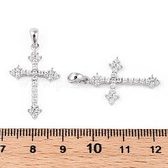 Rhodium Plated 925 Sterling Silver Micro Pave Clear Cubic Zirconia Pendants&nbsp;STER-T007-31P
