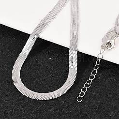 6MM 201 Stainless Steel Flat Snake Chain Necklaces for Women Men&nbsp;NJEW-Z089-02P