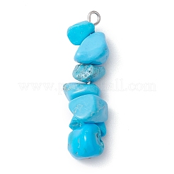Gradient Color Natural Aquamarine & Natural Lapis Lazuli & Synthetic Turquoise Chip Beaded Pendants&nbsp;PALLOY-JF02791-02