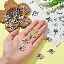 20Pcs 2 Styles Alloy Enamel Tree of Life Connector Charms&nbsp;FIND-CJ0001-62