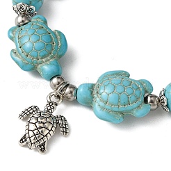 Starfish & Turtle Dyed Synthetic Turquoise Beaded Stretch Bracelets&nbsp;BJEW-JB10925-02
