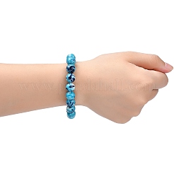 Ocean White Jade Round Beaded Stretch Bracelets&nbsp;BJEW-G019-4
