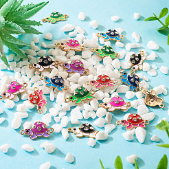 24Pcs 6 Colors Alloy Enamel Connector Charms&nbsp;ENAM-TA0001-58