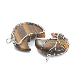 Natural Tiger Eye Tree of Life Wire Wrapped Pendants&nbsp;G-L520-E07-P