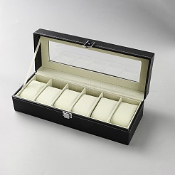 6-Slot Imitation Leather Watch Organizer Boxes&nbsp;ODIS-WH0331-17