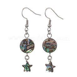 Star Natural Abalone Paua Shell Dangle Earrings&nbsp;EJEW-JE06884