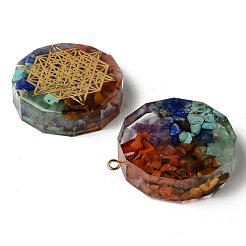 Flat Round Epoxy Resin Pendants&nbsp;G-R478-22H