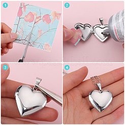 4Pcs 316 Stainless Steel Locket Pendants&nbsp;STAS-BBC0005-07