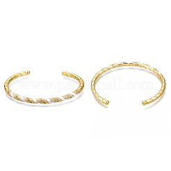 Cubic Zirconia Twist Rope Shape Cuff Bangle&nbsp;BJEW-N014-001-NF