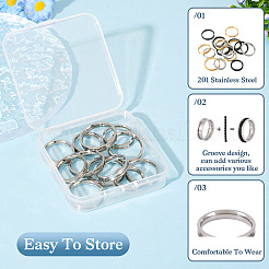 12Pcs 6 Size 201 Stainless Steel Grooved Finger Ring Settings&nbsp;RJEW-TA0001-06P