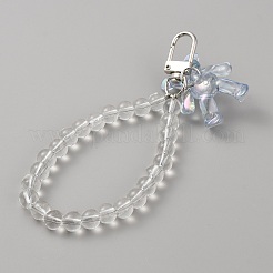 Acrylic Bear Hanging Beaded Keychain Wrist Bracelet Pendant Decoration&nbsp;HJEW-WH0068-15C