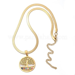 Tree of Life & Evil Eye 201 Stainless Steel Herringbone Chains Pendant Necklaces&nbsp;NJEW-K253-34G