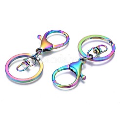 Rack Plating Rainbow Color Alloy Split Key Rings&nbsp;PALLOY-N163-181