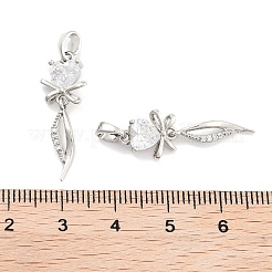 Brass with Clear Cubic Zirconia Pendants&nbsp;KK-P271-26P
