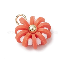 Handmade Polymer Clay & Glass Seed & Brass Pendants&nbsp;PALLOY-MZ00840-03