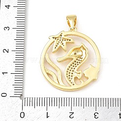 Ocean Brass Micro Pave Cubic Zirconia Pendants&nbsp;KK-K411-04B-G