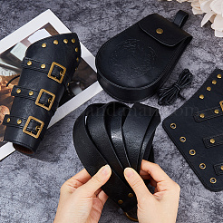 Medieval Vintage Imitation Leather Belt Pouch & Bracers & Belt Sets for Renaissance Cosplay Accessories&nbsp;AJEW-WH0077-081A