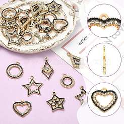 24Pcs 8 Styles Alloy Crystal Rhinestone Pendants&nbsp;FIND-FS0005-41