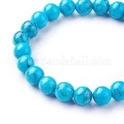 Synthetic Turquoise Beads Stretch Bracelets&nbsp;BJEW-F380-01-B03