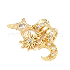 Brass Micro Pave Clear Cubic Zirconia Pendants&nbsp;KK-Z151-03G-01