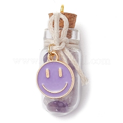 8Pcs 8 Styles Glass Wishing Bottle with Gemstone Chip Inside Pendants&nbsp;PALLOY-JF03012