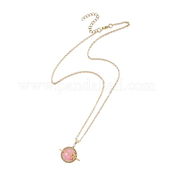 Dyed Natural Green Jade Copper Wire Wrapped Planet Pendant Brass Cable Chain Necklaces for Women&nbsp;NJEW-TA00260-01