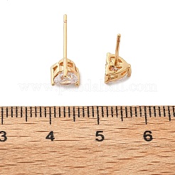 Heart Brass Pave Cubic Zirconia Stud Earrings for Women&nbsp;EJEW-G428-29B-02