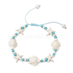 3Pcs 3 Styles Starfish & Turtle Synthetic Turquoise Beads Braided Bead Bracelets for Women&nbsp;BJEW-JB12130