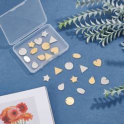 24Pcs 12 Style 304 Stainless Steel Pendants&nbsp;STAS-UN0024-37