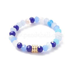 Glass Beaded Stretch Finger Ring with Cube for Women&nbsp;RJEW-JR00431