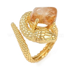 Snake Natural Yellow Quartz Open Cuff Rings&nbsp;RJEW-K286-10G-01