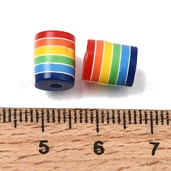 Opaque Rainbow Stripe Opaque Resin Beads&nbsp;RE-CBA0A57-12A