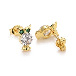 Rack Plating Brass Micro Pave Cubic Zirconia Stud Earrings&nbsp;EJEW-F278-01A-G