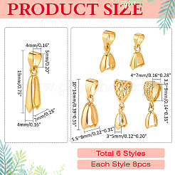 48Pcs 6 Styles Brass Ice Pick Pinch Bails&nbsp;KK-ME0002-93G