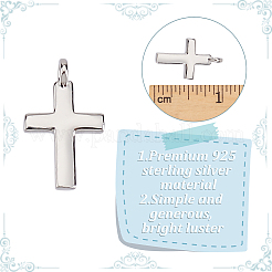 4Pcs Rhodium Plated 925 Sterling Silver Cross Charms&nbsp;FIND-GO0002-62A