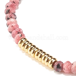 Natural Malaysia Jade(Dyed) Rondelle Beaded Stretch Bracelet with Brass&nbsp;BJEW-JB07967