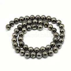 Natural Pyrite Beads Strands&nbsp;G-S265-03-8mm