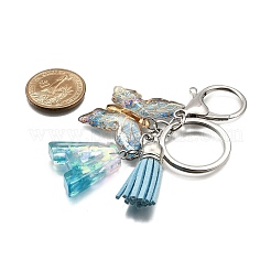 26Pcs Transparent Epoxy Resin & Transparent Acrylic & Faux Suede Tassel Keychain&nbsp;KEYC-JKC01202-01