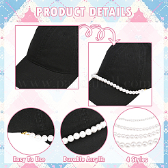8Pcs 4 Style ABS Plastic Imitation Pearl Hat Chains&nbsp;HJEW-SW00315