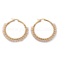 Beaded Hoop Earrings&nbsp;X-EJEW-JE03830-03