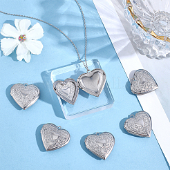 16Pcs 316 Stainless Steel Photo Locket Pendants&nbsp;STAS-ME0003-40