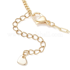 Brass Curb Chain & Paperclip Chain Necklaces with 201 Stainless Steel End Chain Heart Charms&nbsp;NJEW-JN05553