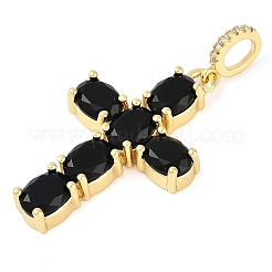 Rack Plating Brass Cubic Zirconia European Dangle Charms&nbsp;KK-P287-47G-01