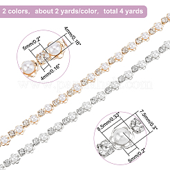 4 Yard 2 Style Rhinestones Cup Chains with ABS Plastic Pearl Beaded&nbsp;LCHA-NB0001-01