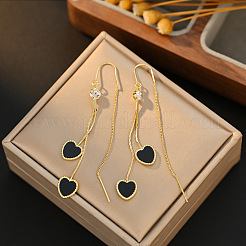 Brass & Acrylic Heart Dangle Ear Thread for Women&nbsp;WGB9E13-01