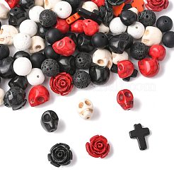 100Pcs 13 Styles Halloween Synthetic Turquoise and Synthetic Coral Beads Set&nbsp;G-FS0005-92